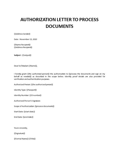 15 Sample Letters of Authorization to Process Documents.